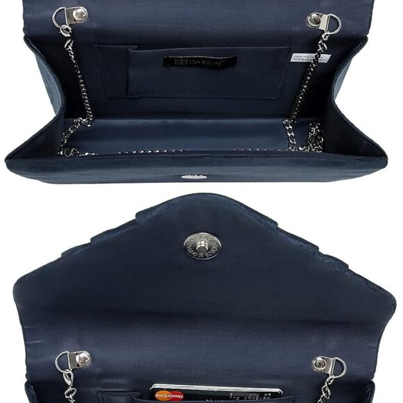 Women's Evening Bag Pleated Envelope Clutch Handbag Wedding Party Bridal Purse - Picture 4 of 5